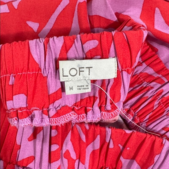 LOFT Tropical Skirt Floral Rayon Women’s Medium New Pink & Red - Picture 7 of 11